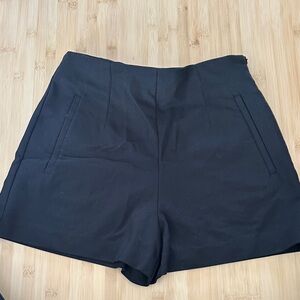 Zara Black High-Waist Tailored Shorts